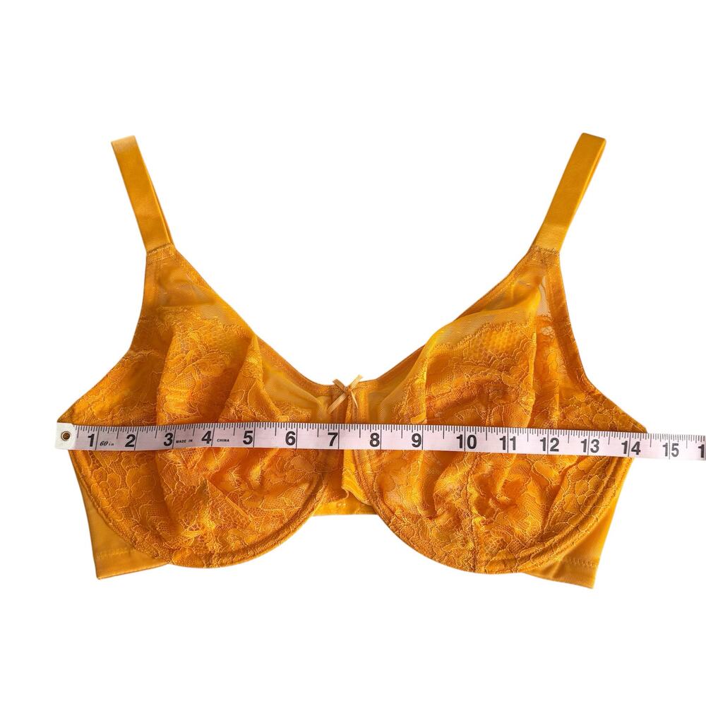 HSIA Enchante Cadmium Yellow Lace Soft Mesh Underwire Bra Women's 34DDD Lingerie - Picture 3 of 7